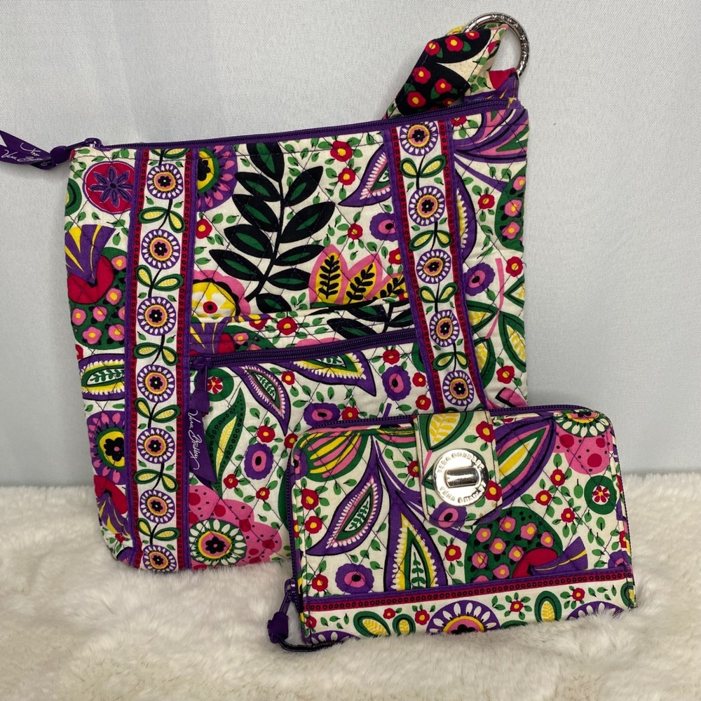 Vera Bradley Viva La Vera Paisley Quilted Floral Crossbody Bag & Matching Wallet